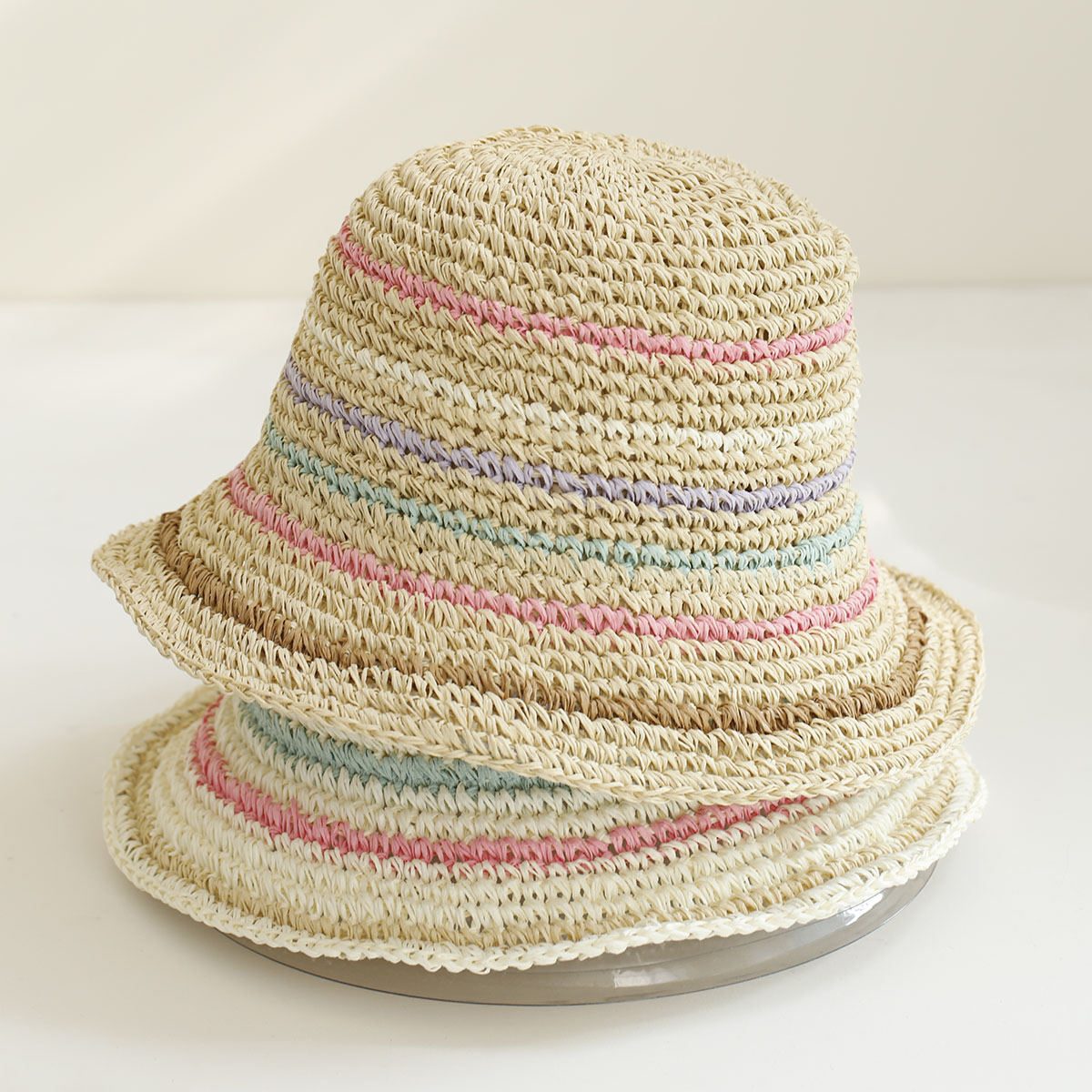 Topi Matahari Bergaris Warna-w - Bucket Hat Straw ulasan dan harga